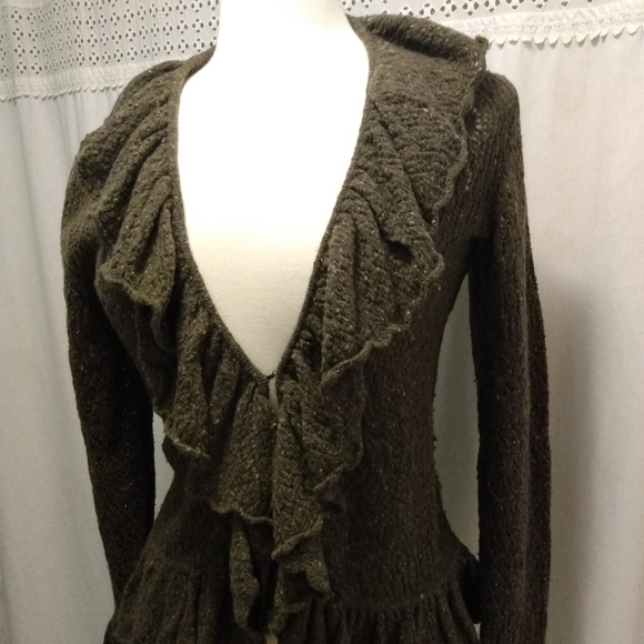 Lauren ralph lauren Knitted Cardigan S Green Chunky Warm Thick Cozy Dres… - Picture 5 of 11